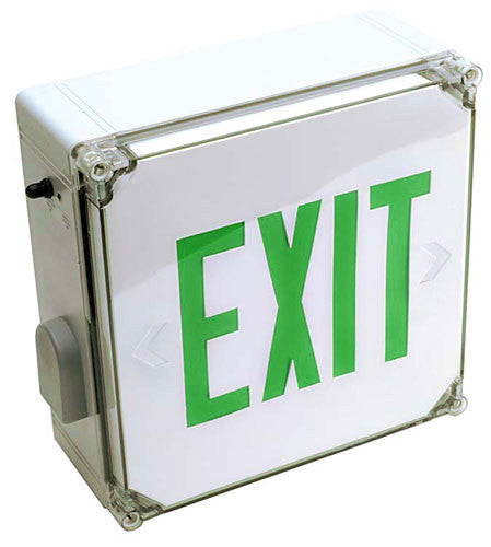 EXIT SIGN, WET LOCATION LISTED - GREEN LED
