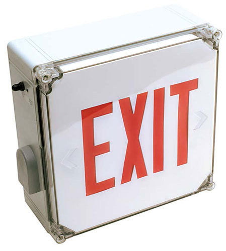 EXIT SIGN, WET LOCATION LISTED - RED LED