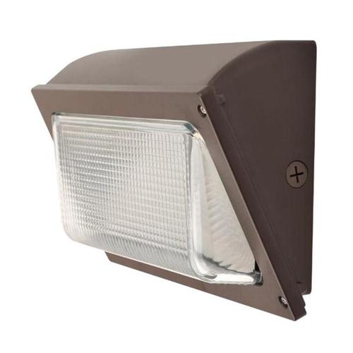 Battery backup wall pack light supporting exterior commercial egress lighting.
