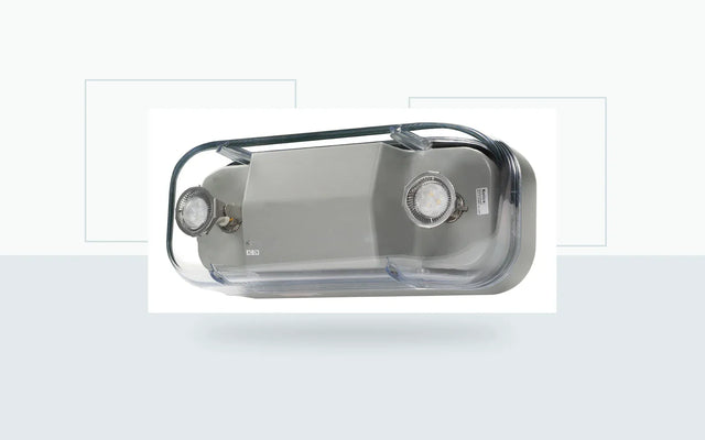 Hazardous-location emergency lighting in an industrial commercial environment.