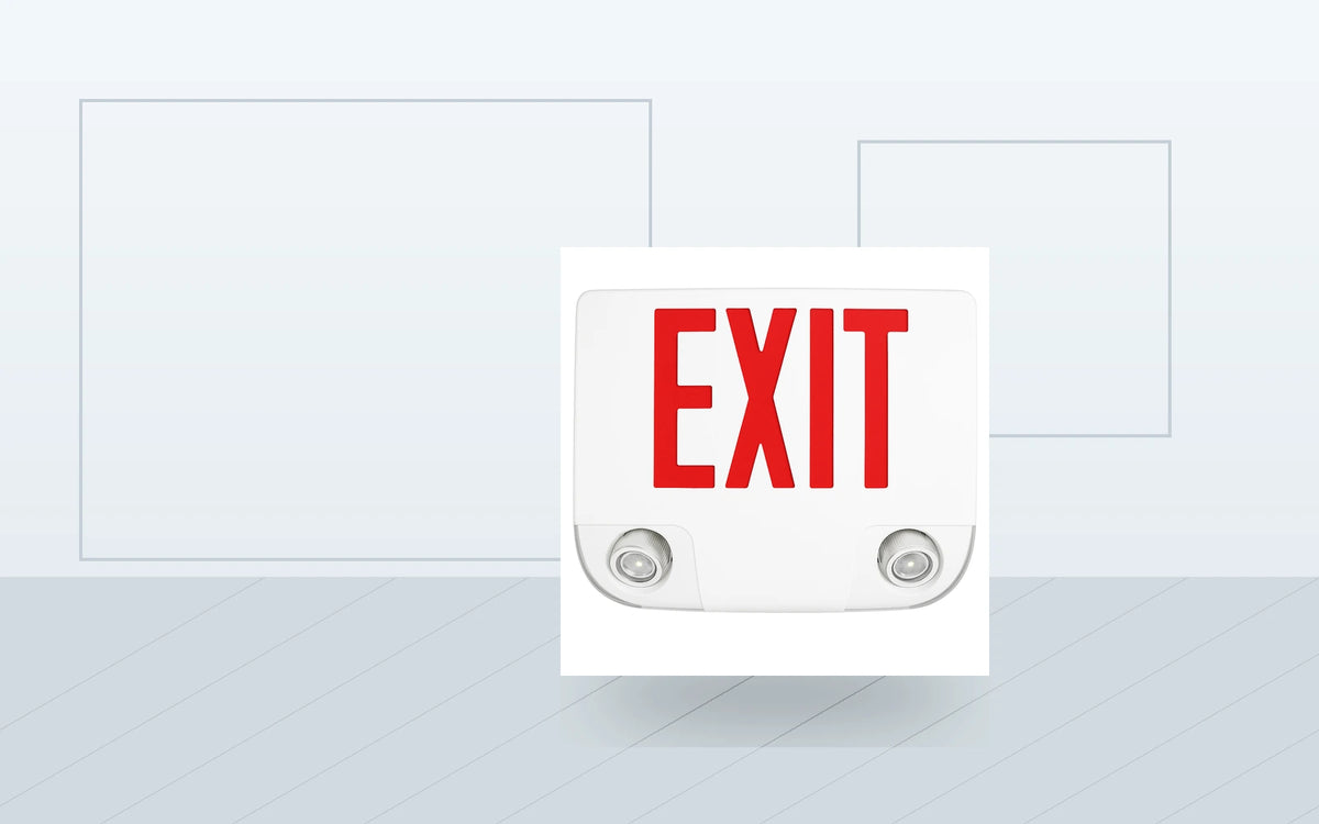 Exit Sign and Emergency Light Combos application image for Die-Cast Aluminum Exit Sign Combo with LED Emergency Heads - Unlimited Lights Project Ready