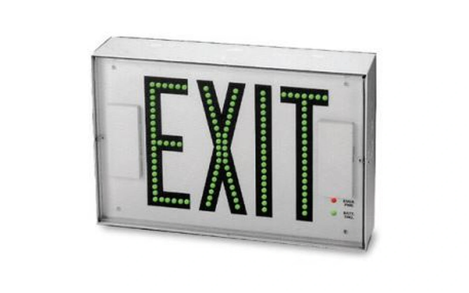 Steel LED Exit Sign - Direct-View with Battery Backup - Green Letters, Single Face, Black Finish - Unlimited Lights Project Ready alternate real product photo