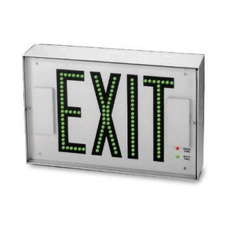 Steel LED Exit Sign - Direct-View with Battery Backup - Green Letters, Single Face, White Finish - Unlimited Lights Project Ready real product photo