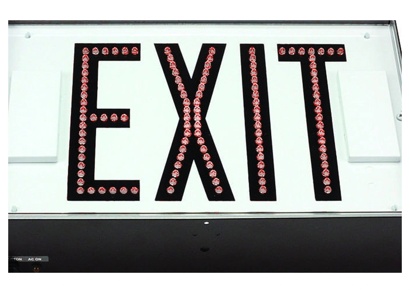 Steel LED Exit Sign - Direct-View with Battery Backup - Red Letters, Double Face, Black Finish - Unlimited Lights Project Ready real product detail photo