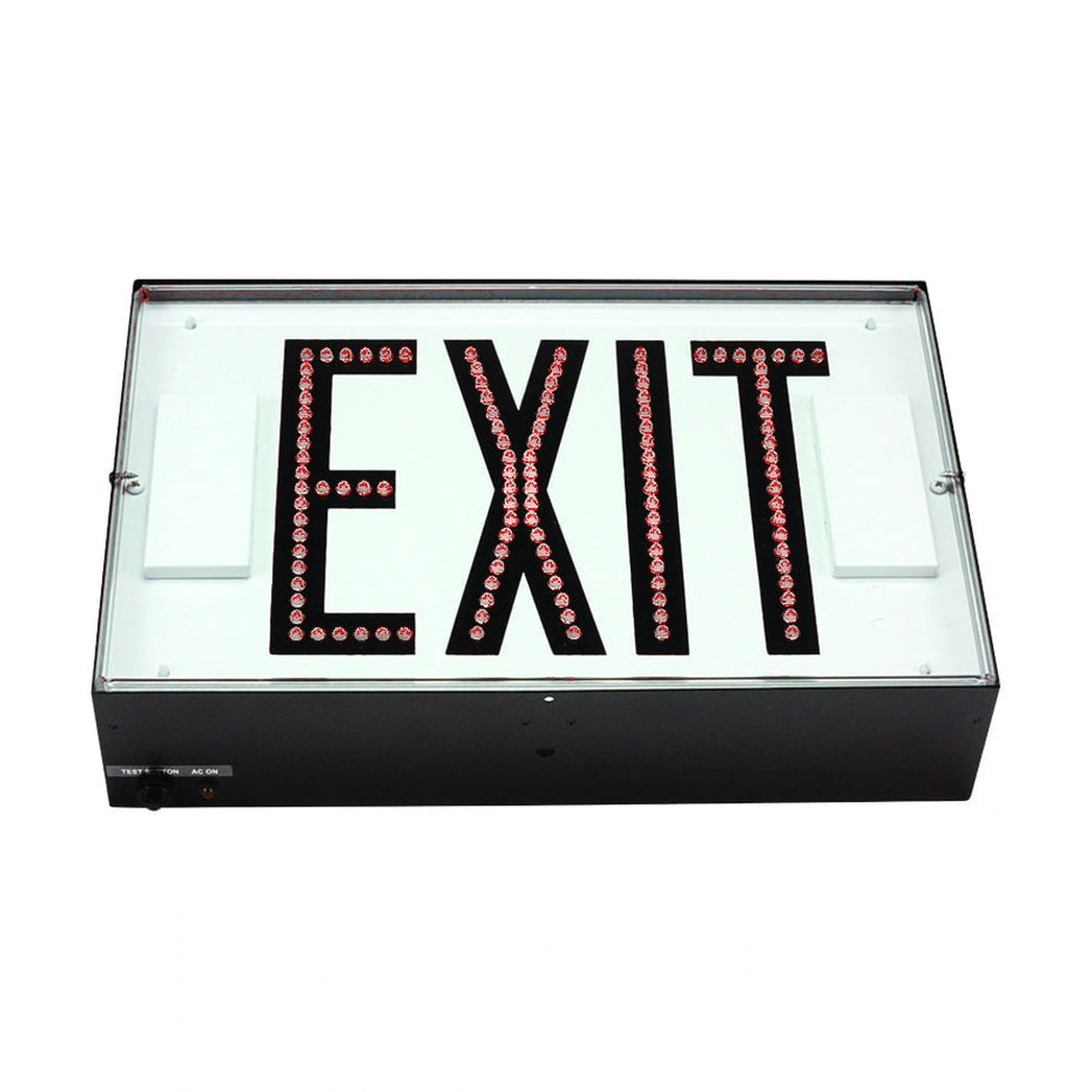 Steel LED Exit Sign - Direct-View with Battery Backup - Red Letters ...