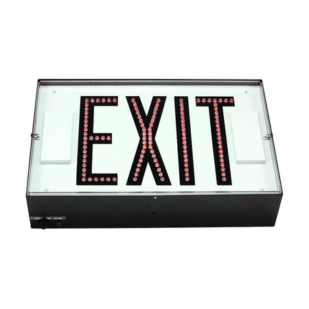 Steel LED Exit Sign - Direct-View with Battery Backup - Red Letters, Double Face, White Finish - Unlimited Lights Project Ready real product photo