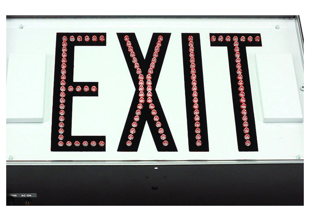 Steel LED Exit Sign - Direct-View with Battery Backup - Red Letters, Single Face, Black Finish - Unlimited Lights Project Ready real product detail photo