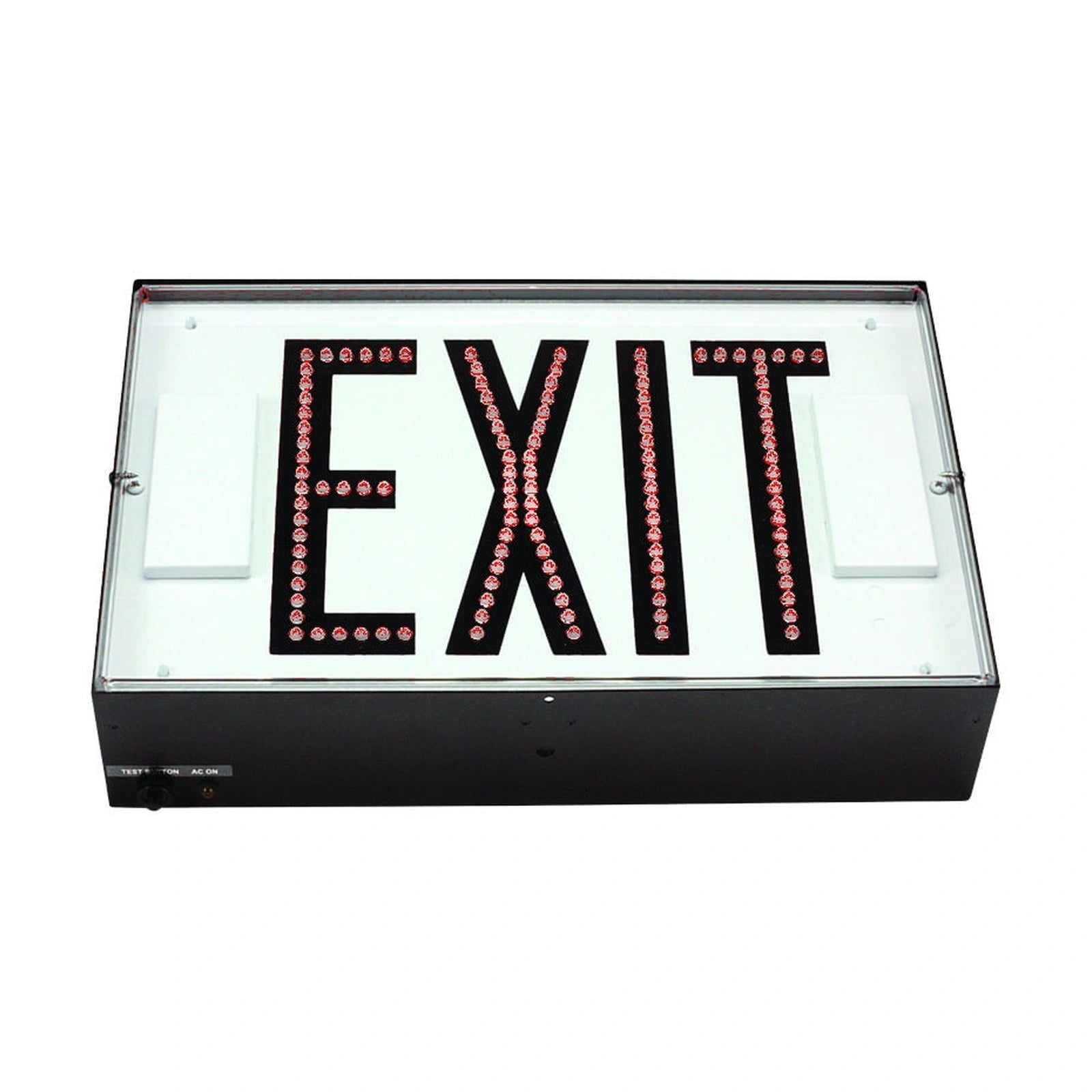 Steel LED Exit Sign - Direct-View with Battery Backup - Red Letters, Single Face, Black Finish - Unlimited Lights Project Ready real product photo