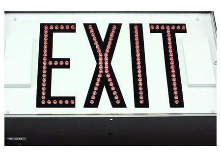 Steel LED Exit Sign - Direct-View with Battery Backup - Red Letters, Single Face, White Finish - Unlimited Lights Project Ready real product detail photo