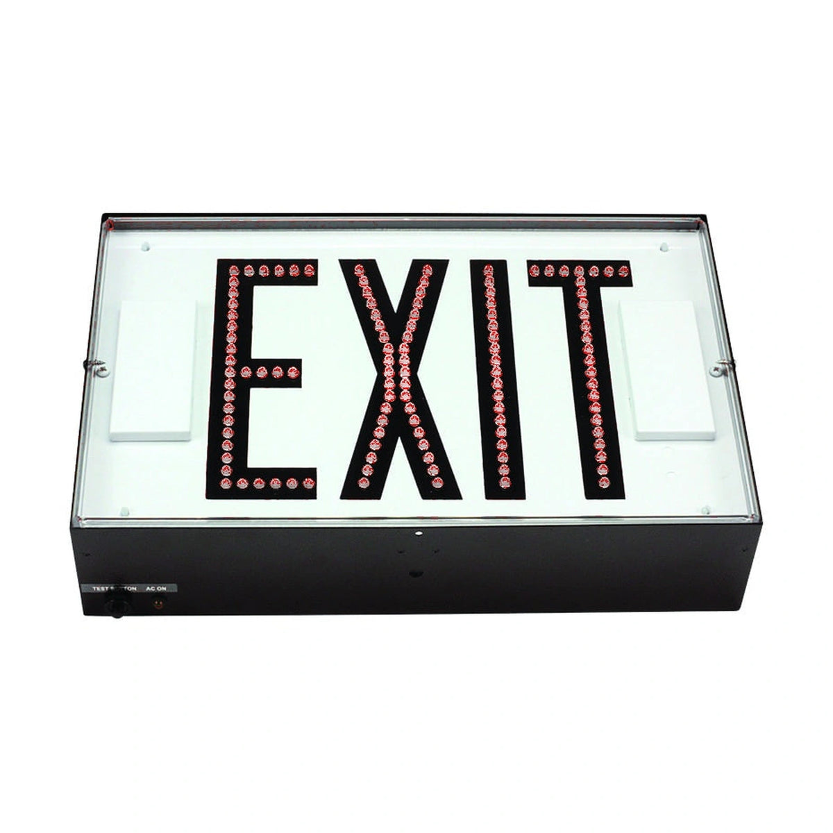 Steel LED Exit Sign - Direct-View with Battery Backup - Red Letters, Single Face, White Finish - Unlimited Lights Project Ready real product photo