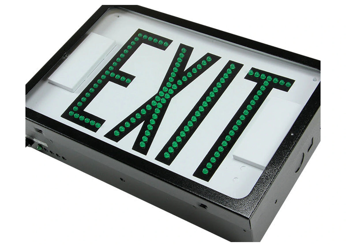 600E Series Steel Direct View LED Exit - Green Letters, Double Face, Black Finish - Unlimited Lights Project Ready real product detail photo