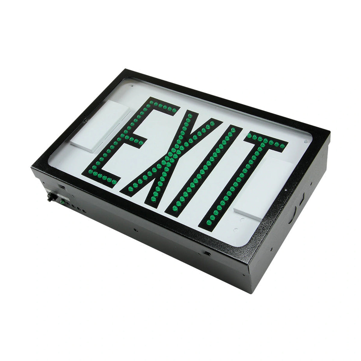 600E Series Steel Direct View LED Exit - Green Letters, Double Face, Black Finish - Unlimited Lights Project Ready real product photo