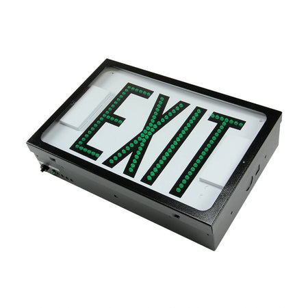 600E Series Steel Direct View LED Exit - Green Letters, Double Face, Black Finish - Unlimited Lights Project Ready real product photo