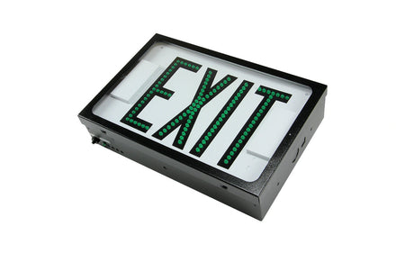 600E Series Steel Direct View LED Exit - Green Letters, Double Face, White Finish - Unlimited Lights Project Ready alternate real product photo