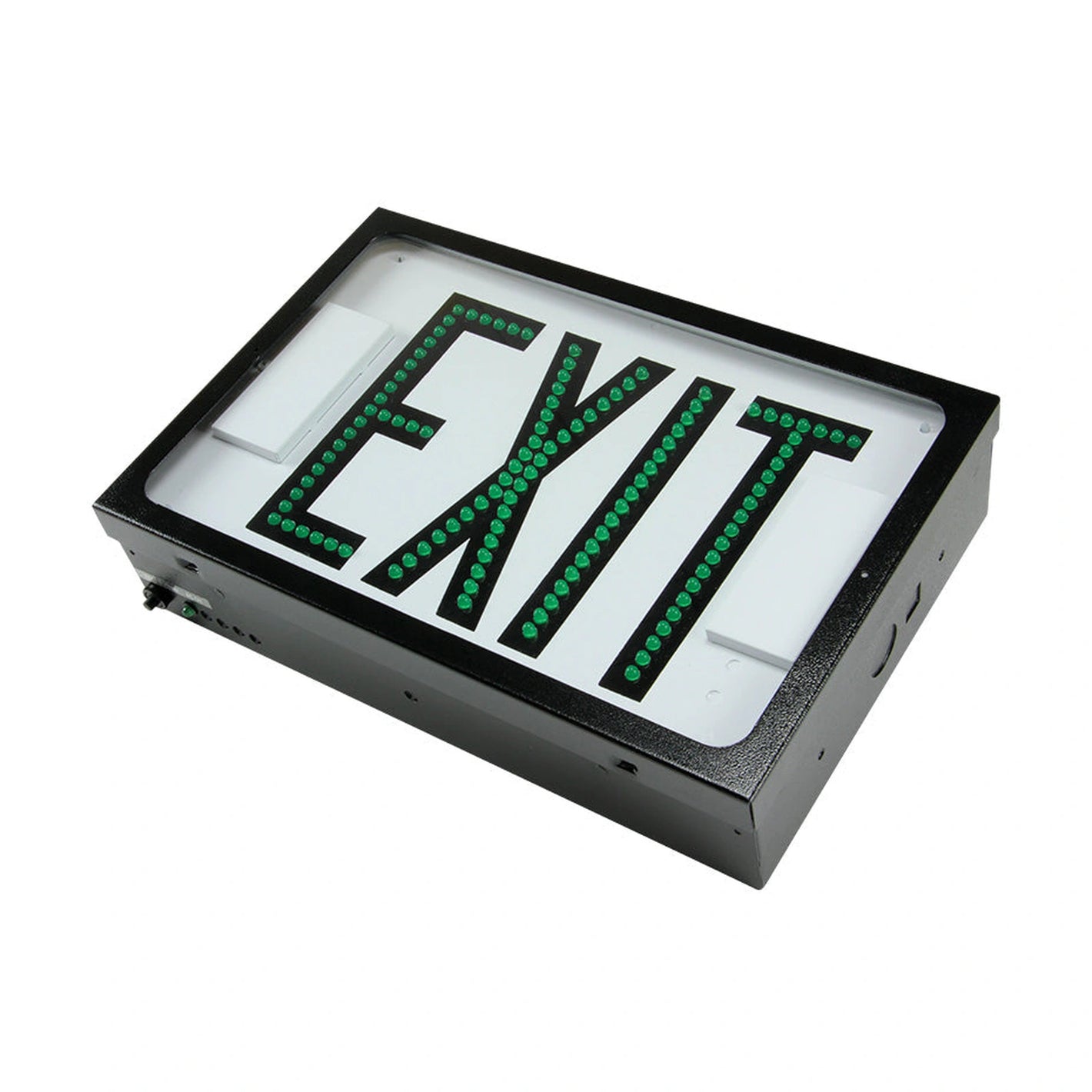 600E Series Steel Direct View LED Exit - Green Letters, Single Face, Black Finish - Unlimited Lights Project Ready real product photo