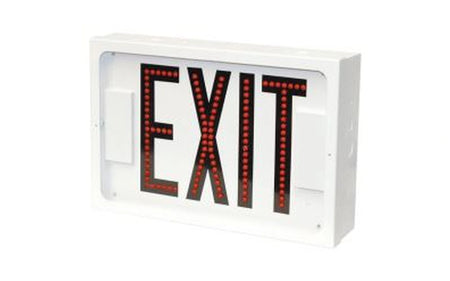 600E Series Steel Direct View LED Exit - Red Letters, Single Face, White Finish - Unlimited Lights Project Ready alternate real product photo