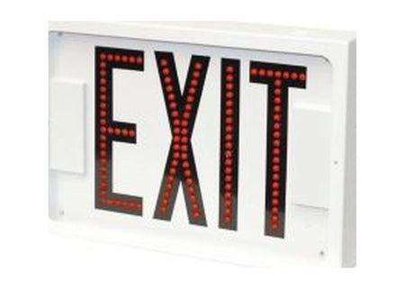 600E Series Steel Direct View LED Exit - Red Letters, Single Face, White Finish - Unlimited Lights Project Ready real product detail photo