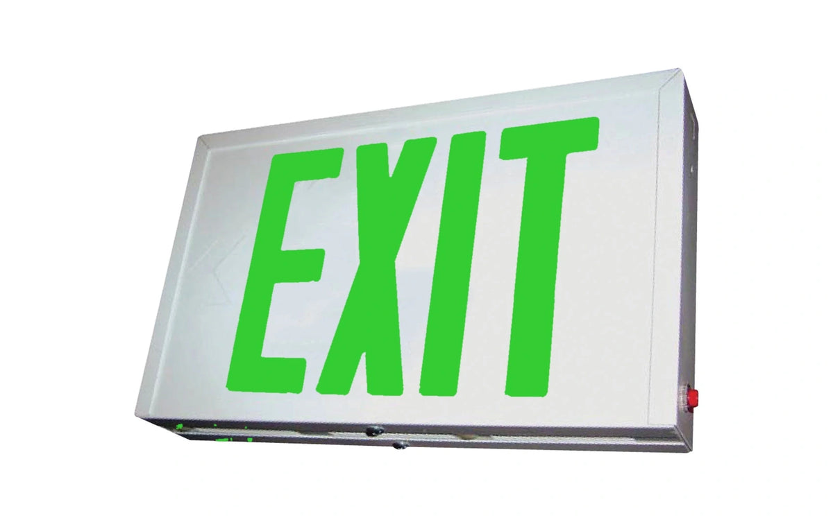 Low Profile Steel LED Exit Sign - Universal, Red or Green Letters - Unlimited Lights Project Ready alternate real product photo