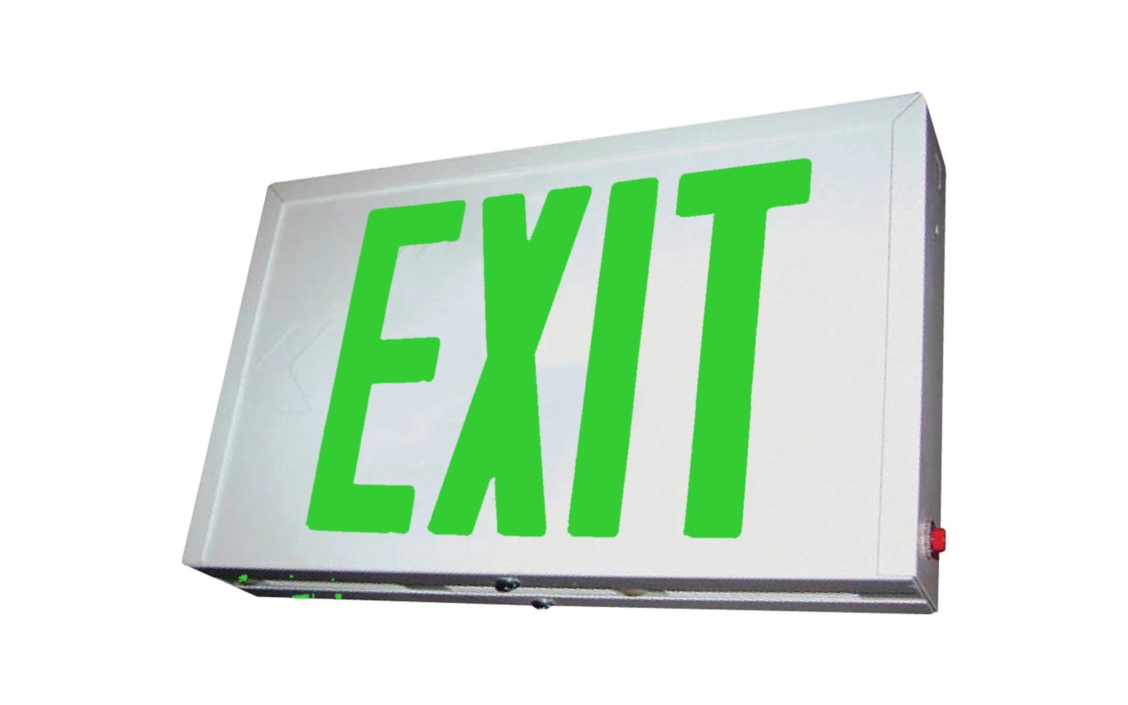 Low Profile Steel LED Exit Sign - Universal, Red or Green Letters - Unlimited Lights Project Ready alternate real product photo