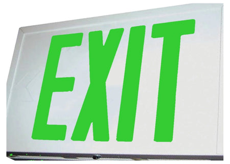 Low Profile Steel LED Exit Sign - Universal, Red or Green Letters - Unlimited Lights Project Ready real product detail photo