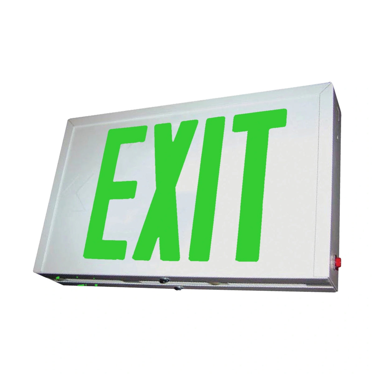Low Profile Steel LED Exit Sign - Universal, Red or Green Letters - Unlimited Lights Project Ready real product photo