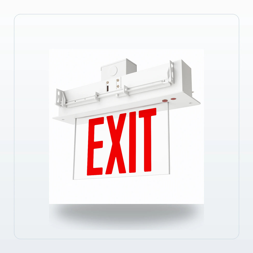 Edge-Lit Exit Sign | Single-Face, White, Wall-Recessed