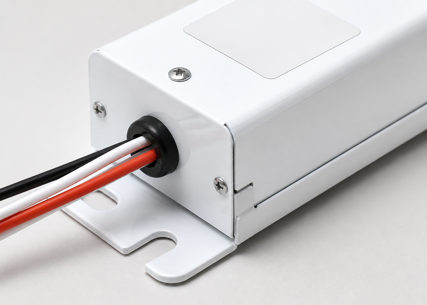 Fluorescent emergency ballast wire and mounting detail