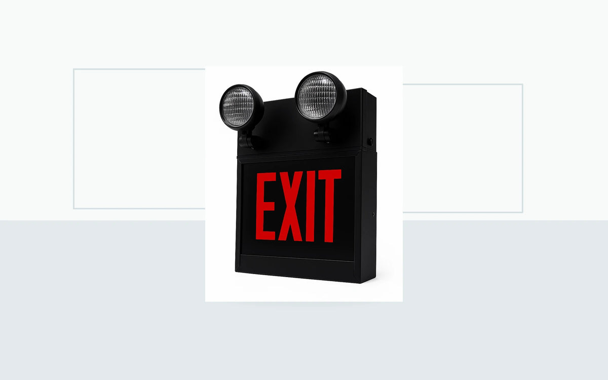 Chicago-Approved Steel LED Exit Emergency Combo - 8 Inch Red