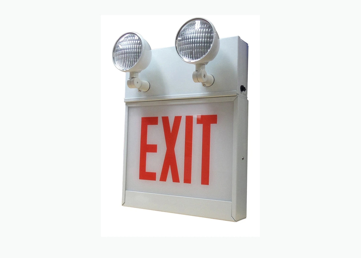 Chicago-Approved Steel LED Exit Emergency Combo - 8 Inch Red product detail image