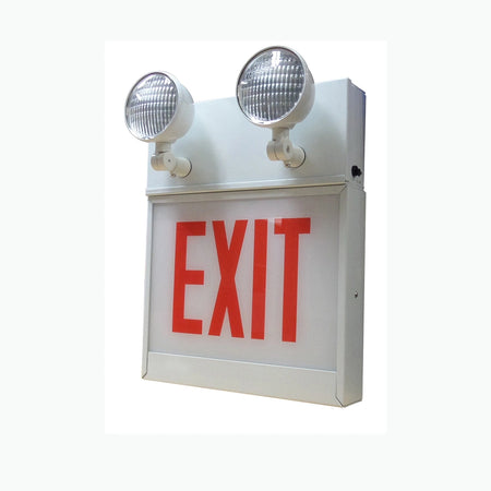 Chicago-Approved Steel LED Exit Emergency Combo - 8 Inch Red for Unlimited Lights