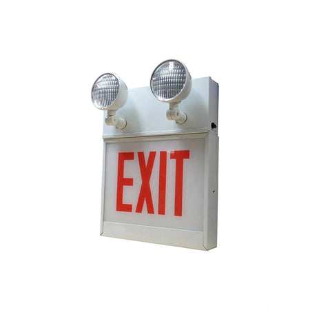 Chicago-Approved Steel LED Exit Emergency Combo - 8 Inch Red