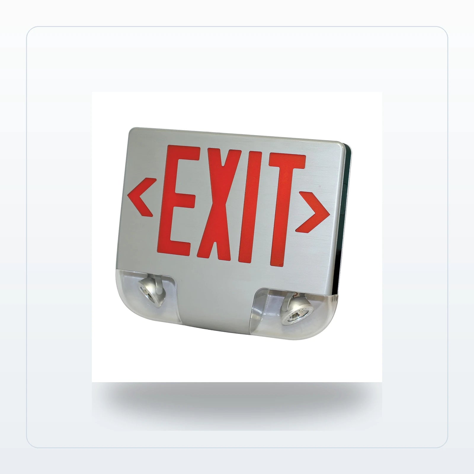 Die-Cast Aluminum LED Exit & Emergency Combo - Red Letters