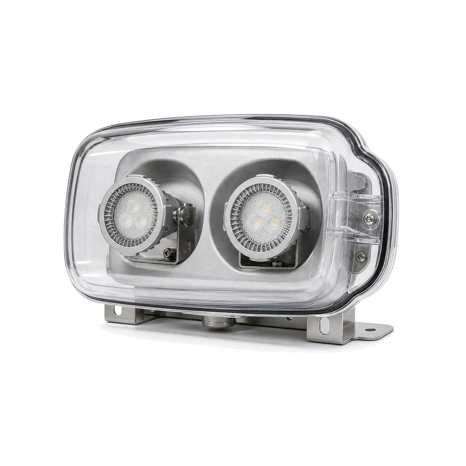 Hazardous location LED remote head with clear protective cover