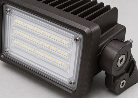 Commercial LED area light lens and heat sink detail