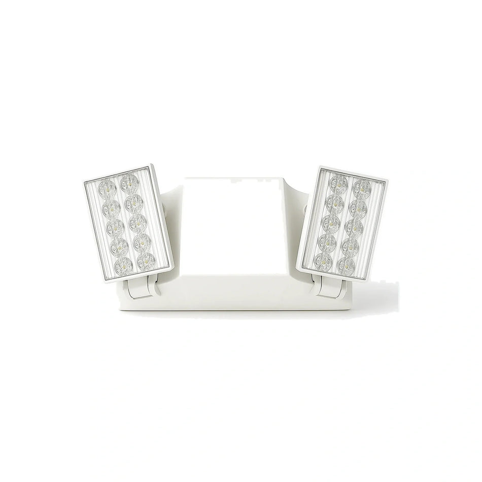 Compact LED Emergency Light with dual 1W heads on clean white background