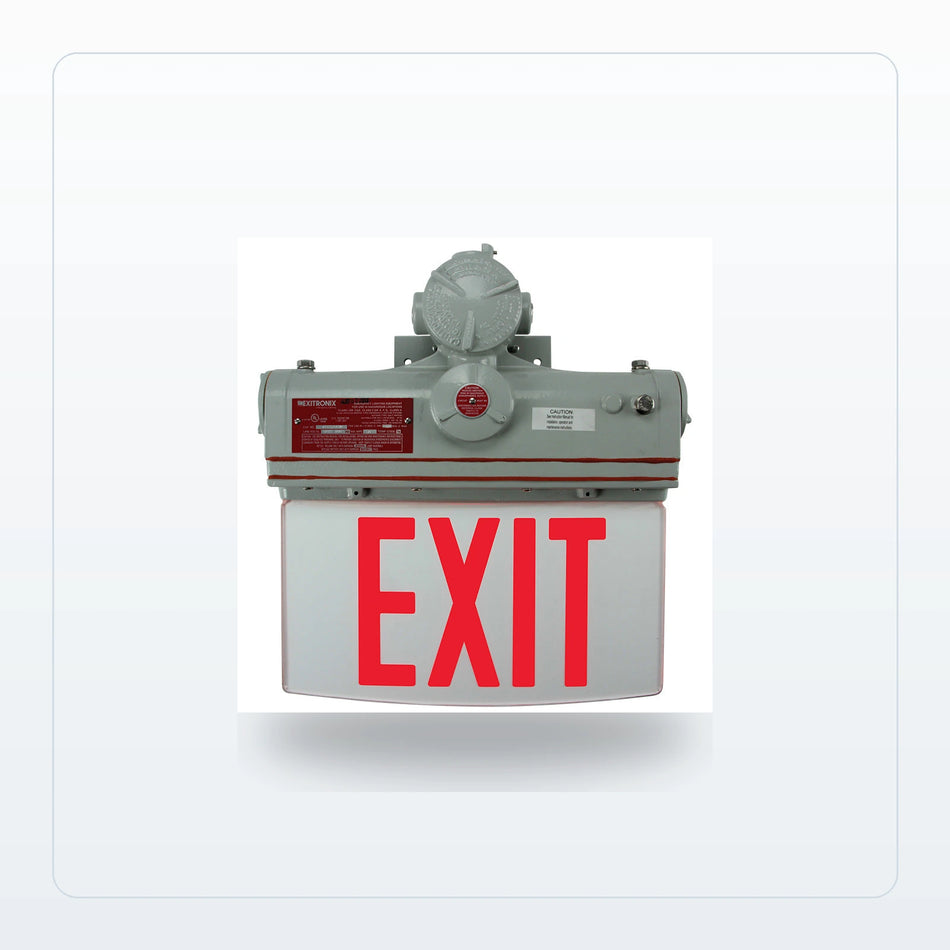 Explosion Proof Edge-Lit Exit Sign - Class I, II, III | 180 Min Backup - Unlimited Lights Project Ready for Unlimited Lights