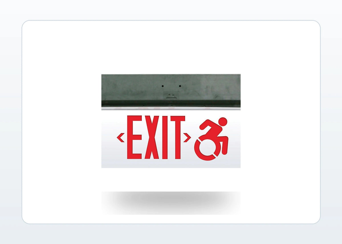 Edge-Lit LED Exit Sign - Connecticut Code, Wheelchair Symbol product detail image