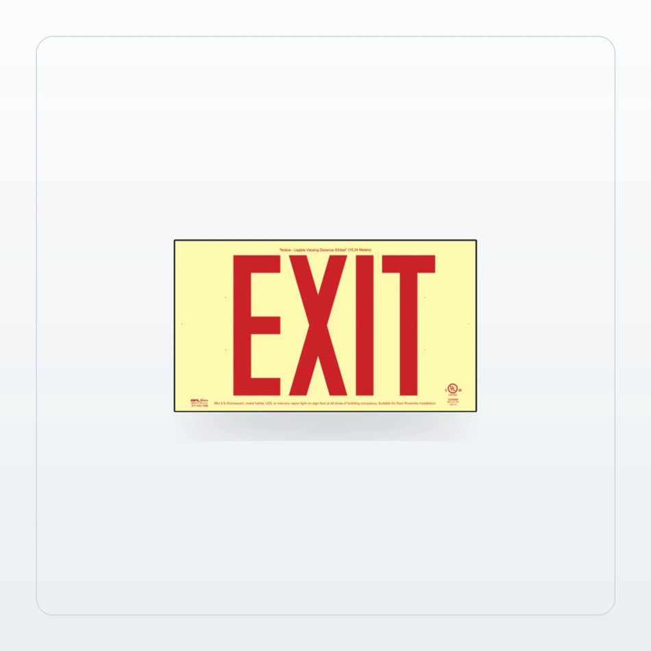 Economy 50-Ft Photoluminescent Exit Sign (Non-Electrical) for Unlimited Lights