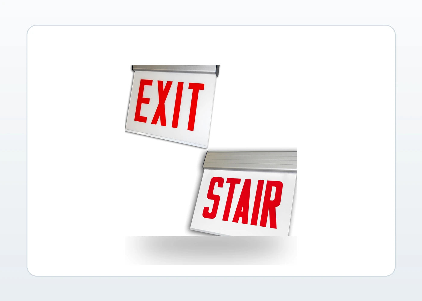 Edge-Lit Exit Sign - Stair, Aluminum, 8 Inch Red Letters