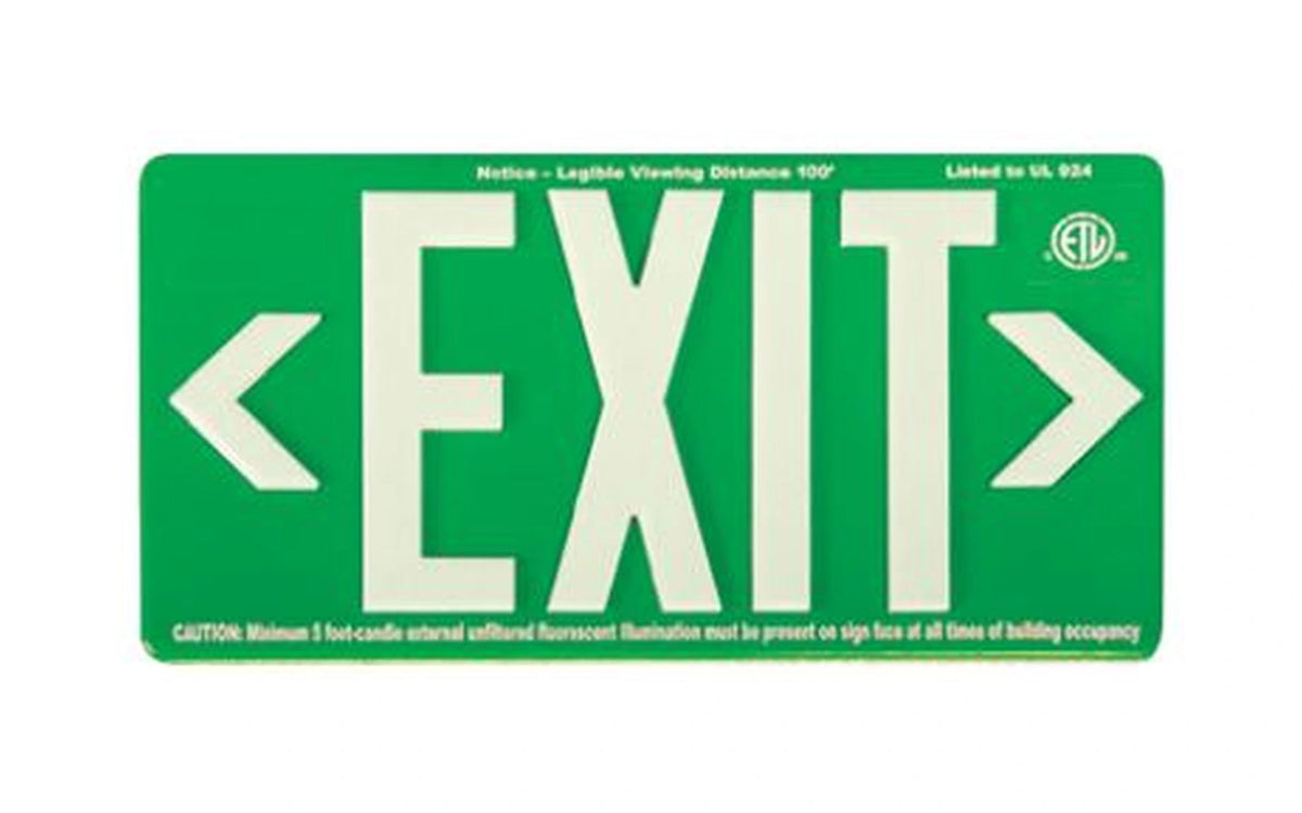 Raised-Letters 100-Ft Photoluminescent Exit Sign (Non-Electrical) - Unlimited Lights Project Ready alternate real product photo