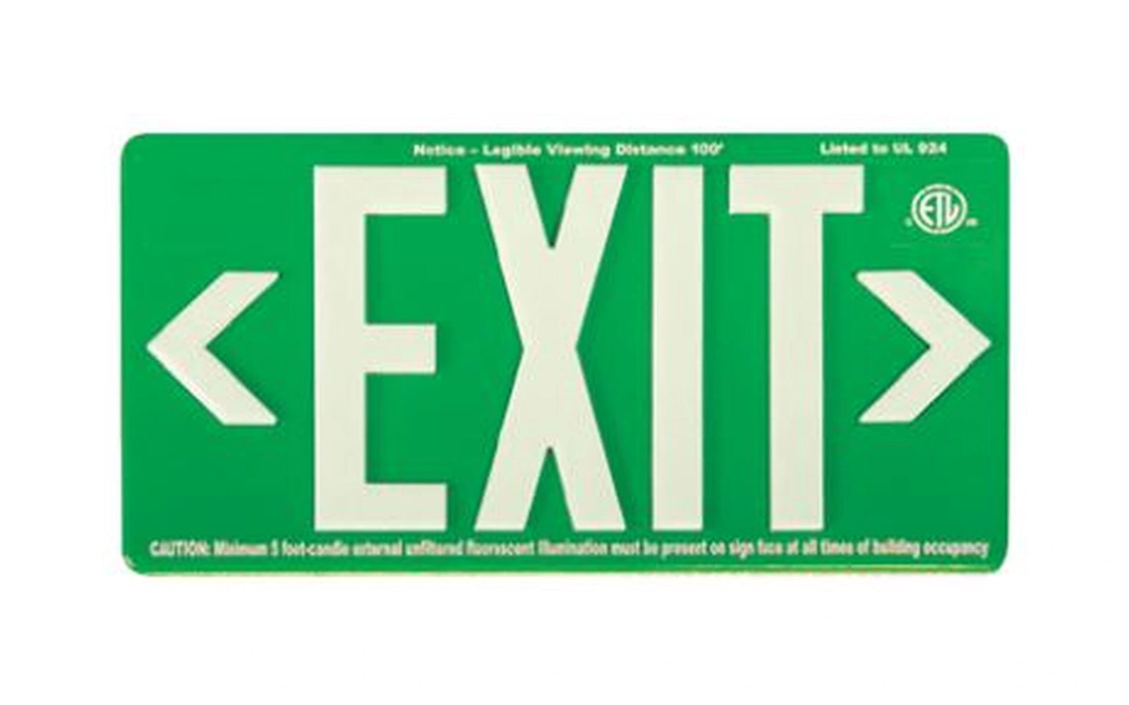 Raised-Letters 100-Ft Photoluminescent Exit Sign (Non-Electrical) - Unlimited Lights Project Ready alternate real product photo