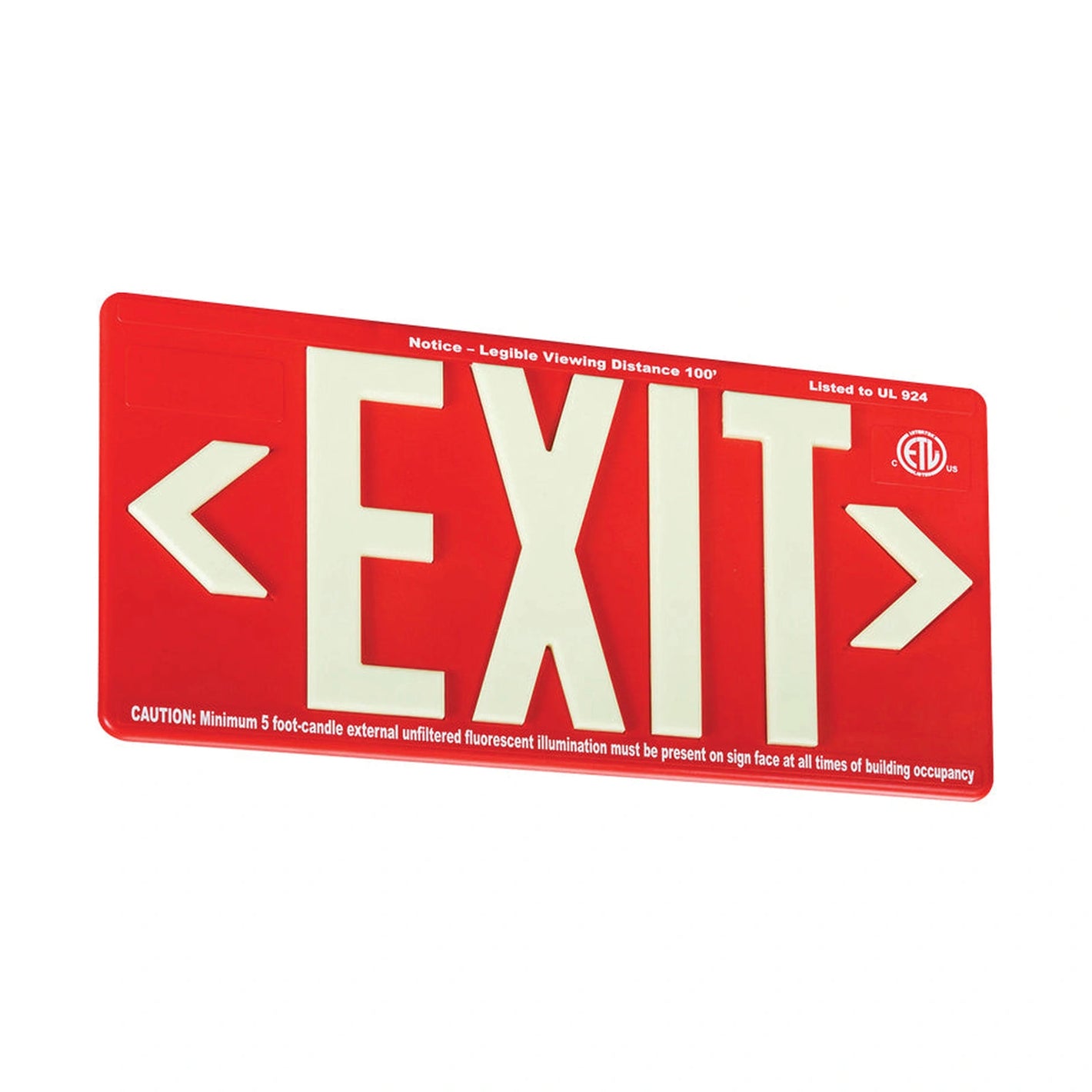 Raised-Letters 100-Ft Photoluminescent Exit Sign (Non-Electrical) - Unlimited Lights Project Ready real product photo
