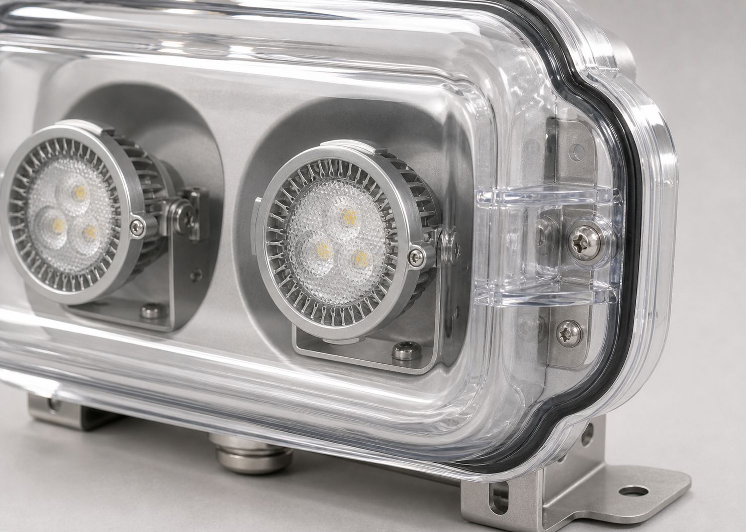 Hazardous location remote head clear cover and LED lens detail