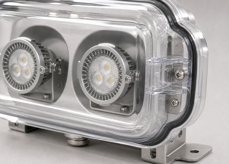 Hazardous location remote head clear cover and LED lens detail