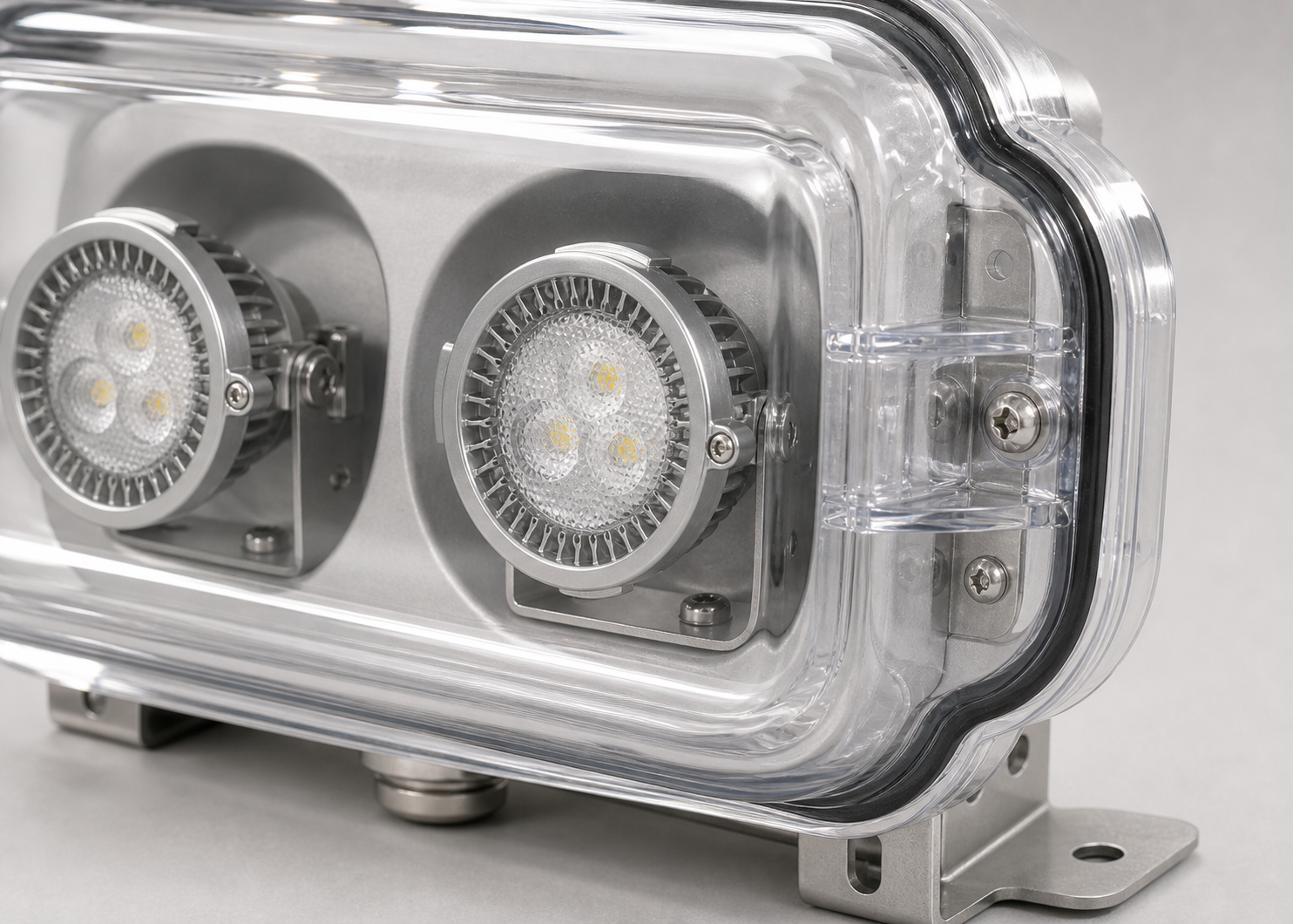 Hazardous location remote head clear cover and LED lens detail