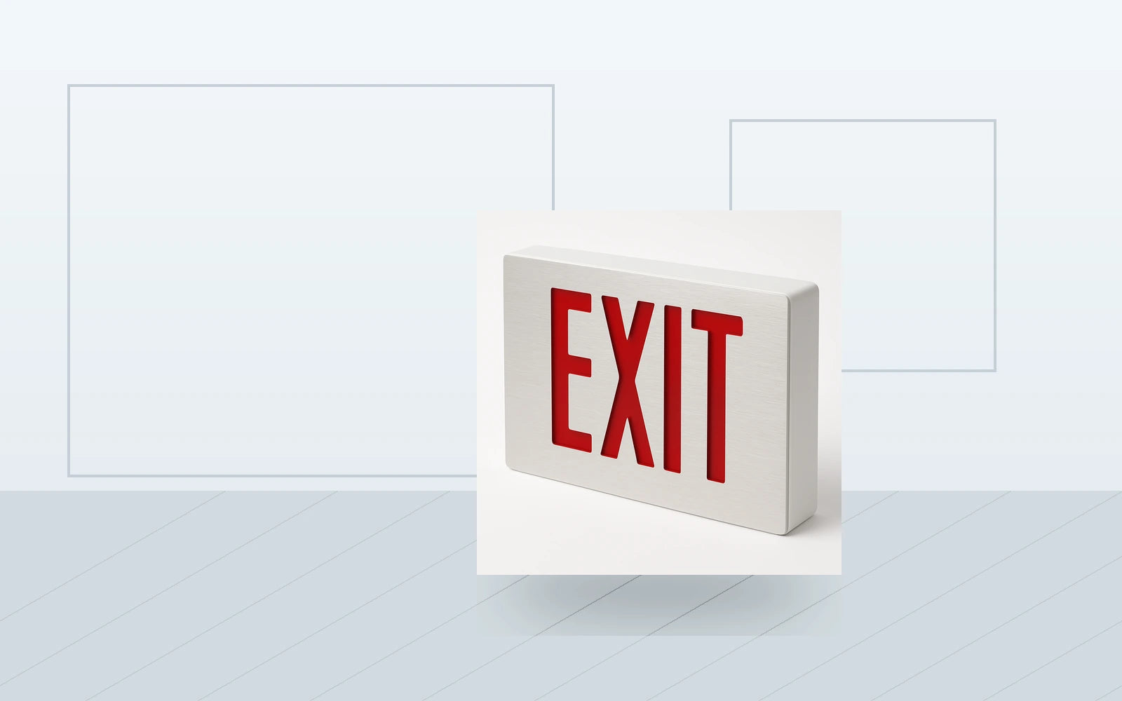 Exit Signs application image for Die-Cast Aluminum LED Thin Exit Sign - Green Letters, Double Face, Black Housing - Unlimited Lights Project Ready