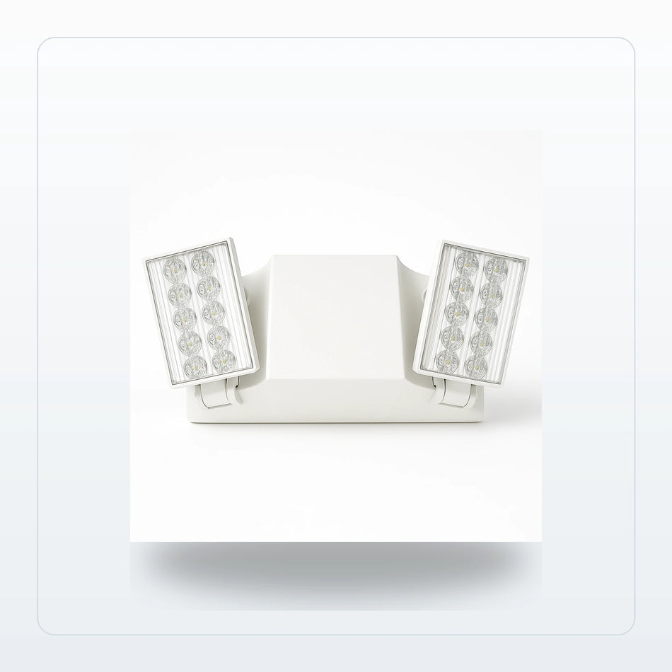 Compact LED Emergency Light - Dual 1W Heads, 90-Min Battery Backup for Unlimited Lights