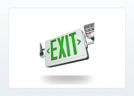 Compact Thermoplastic LED Exit & Emergency Combo - Green Letters - Unlimited Lights Project Ready product detail image