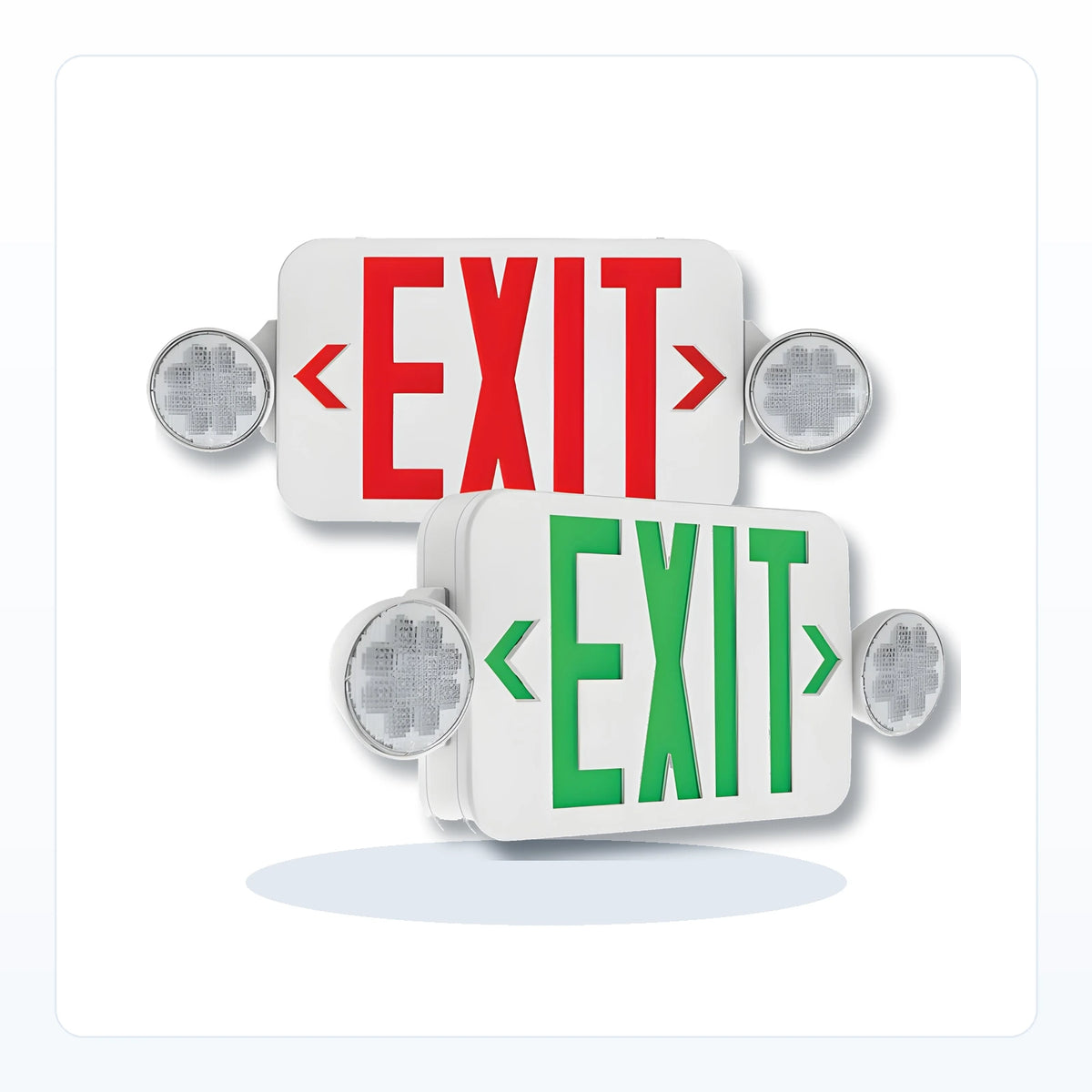 Universal Red/Green LED Exit & Emergency Combo - 1.5W Heads for Unlimited Lights