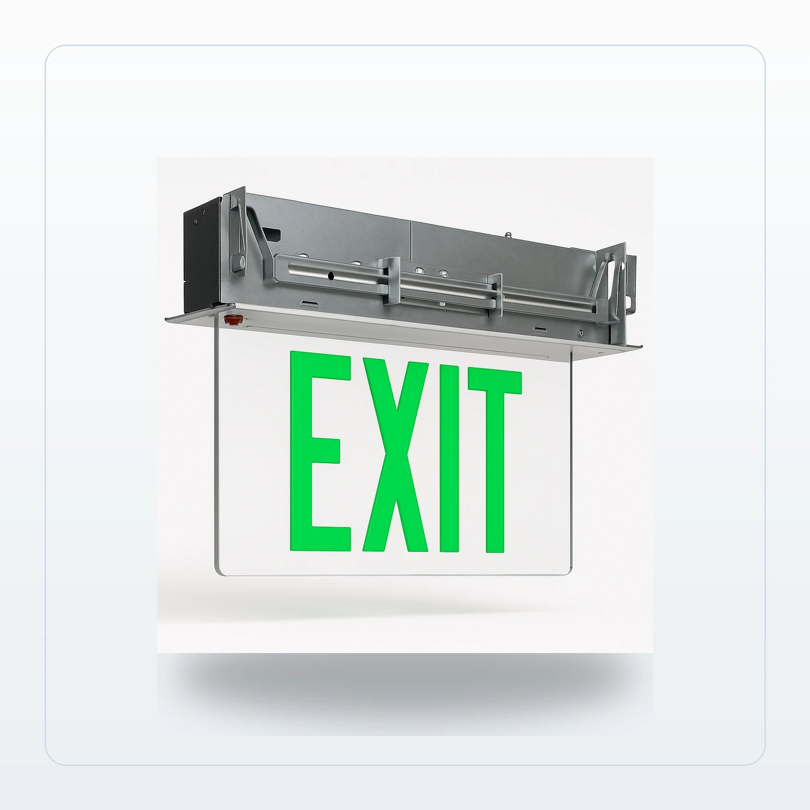 Recessed Edge-lit Aluminum Exit Sign for Unlimited Lights